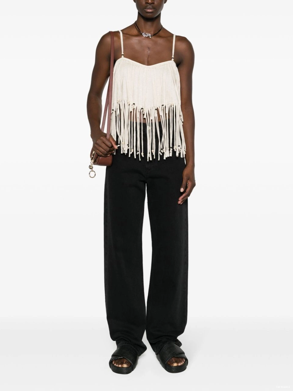 Affordable fringed bead-detail Alanui crop Monsoon top Women 0408